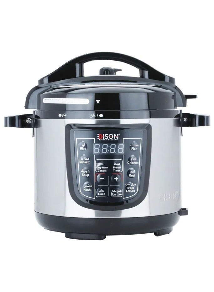 Edison Pro Electric Pressure Pot, Granite Inner Pot, 800 watts, 4 Liters, 10 Cooking Functions, GT409-W - Silver Black - Image 1
